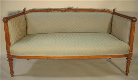 Appraisal: LOUIS XVI STYLE MAHOGANY SETTEE The rectangular frame with padded