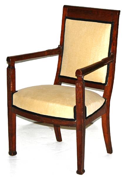 Appraisal: A pair of Charles X walnut fauteuil a la reine