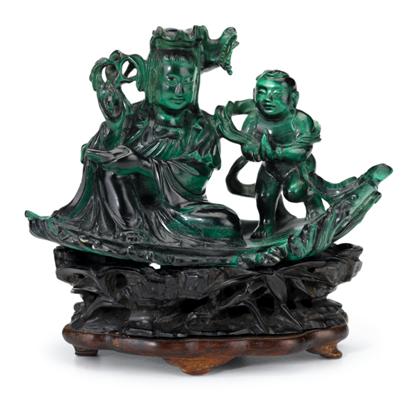 Appraisal: Fine Chinese carved malachite grouping th century