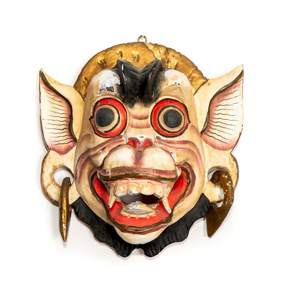 Appraisal: BALINESE ALLEGORICAL HANUMAN MONKEY TRIBAL WALL MASK Hand made decorated