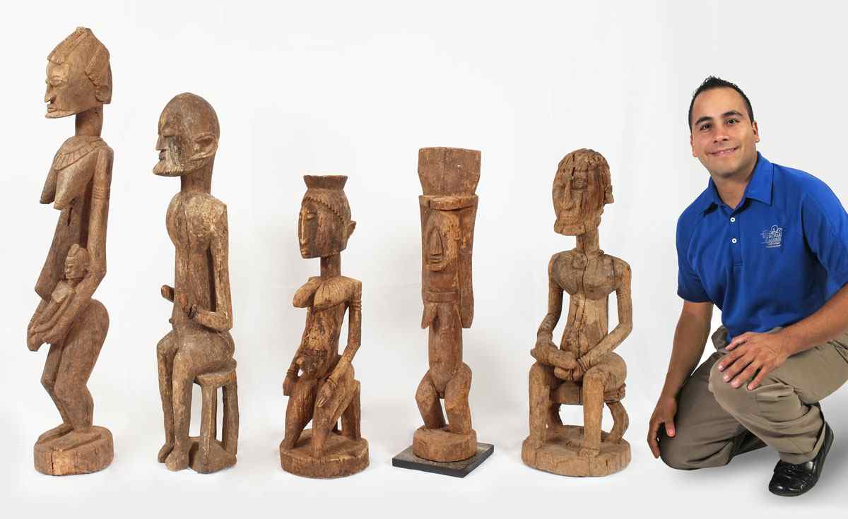 Appraisal: OLDER CARVED AFRICAN DOGON FIGURINES '' x '' x ''