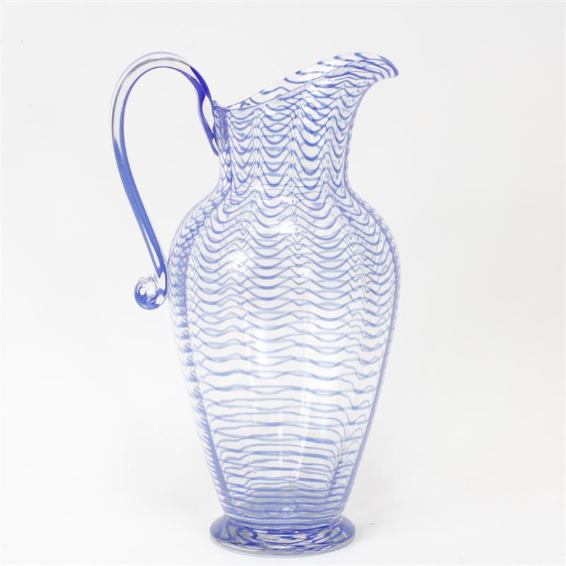 Appraisal: Libbey-Nash American Art Glass Blue Threaded Water Pitcher H