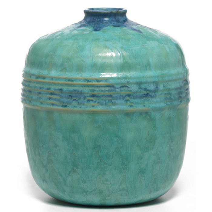 Appraisal: Roseville Imperial II vase bulbous form in turquoise with a