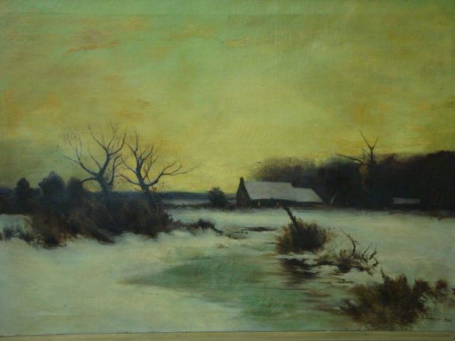 Appraisal: GRIMLEY O C Snowy Landscape with Cottage Signed and dated