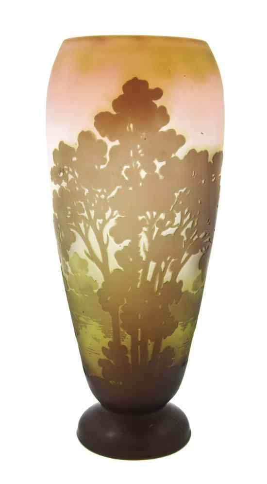 Appraisal: A Galle Cameo Glass Landscape Vase of elongated ovoid form