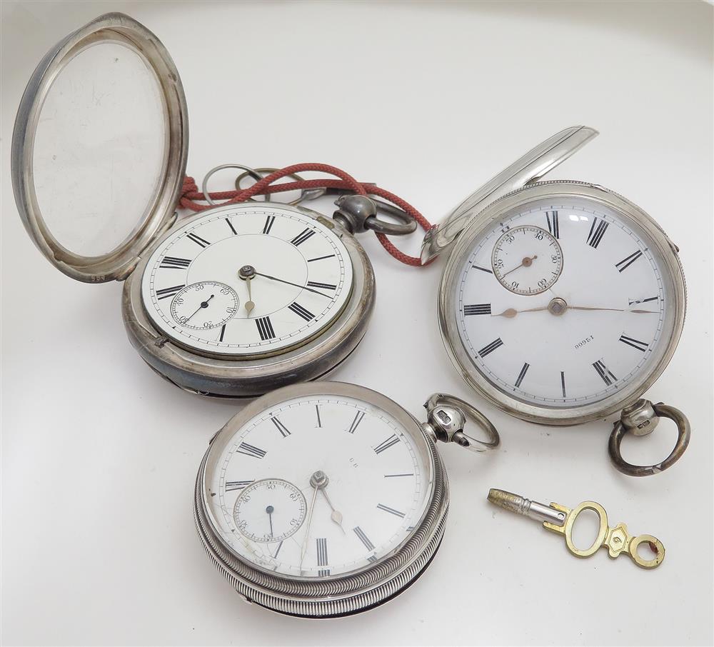 Appraisal: English sterling hunter-case pocket watches each outer case with complete