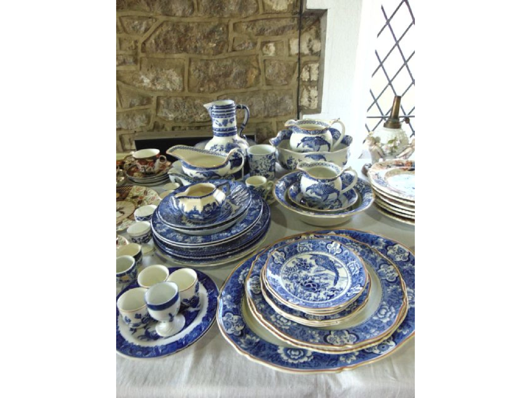 Appraisal: A collection of blue and white printed Aquila pattern wares