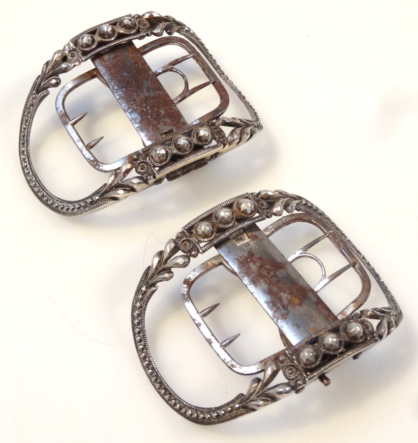 Appraisal: A pair of George III silver buckles each of curved