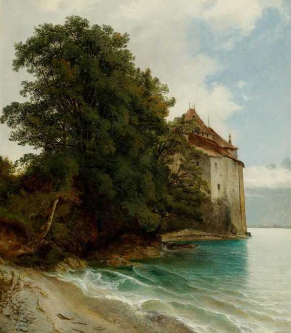 Appraisal: CALAME ALEXANDRE Vevey - Menton Ch teau de Chillon Oil