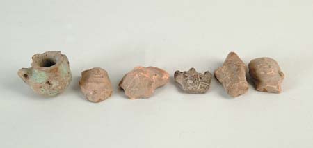 Appraisal: SIX POTTERY FRAGMENTS AND CEREMONIAL VESSEL Lot consists of five