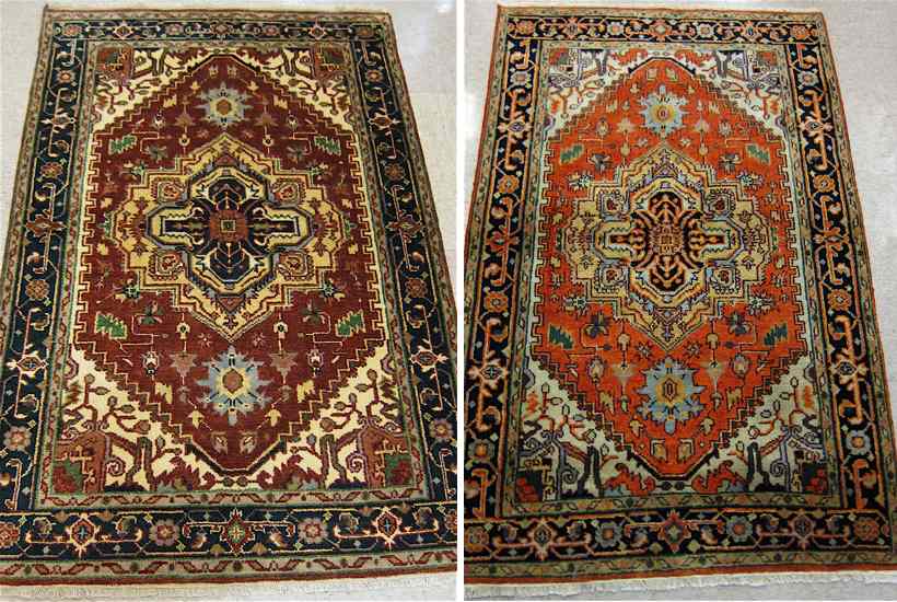 Appraisal: TWO HAND KNOTTED ORIENTAL AREA RUGS Persian Serapi type both