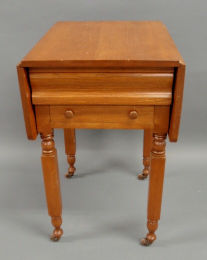 Appraisal: New York birch stand c with two drawers and drop