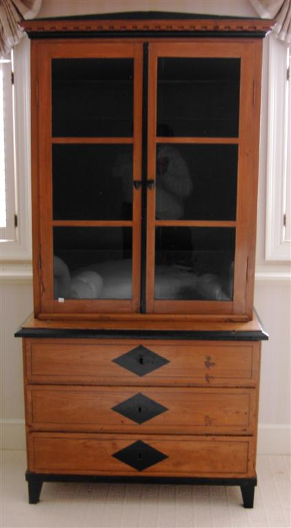 Appraisal: BIEDERMEIER STYLE FAUX AINTED THREE DRAWER CABINET The ebonized and