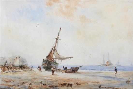 Appraisal: George Weatherill British - Figures and Fishing Boats on the