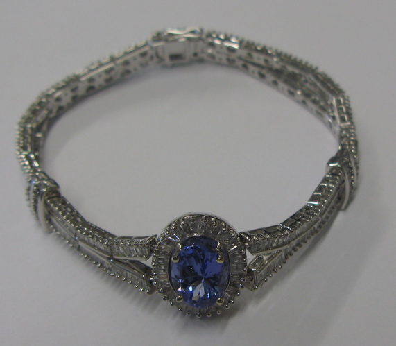 Appraisal: TANZANITE DIAMOND AND K WHITE GOLD BRACELET WITH APPRAISAL set