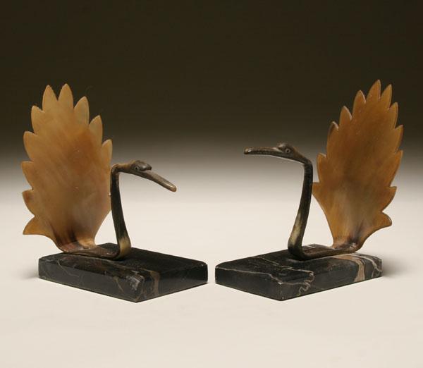 Appraisal: Pair of carved horn bookends in the form of birds