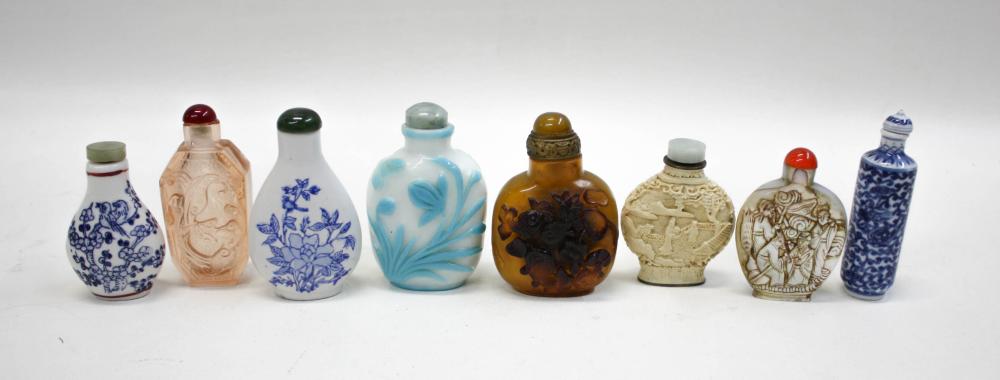 Appraisal: COLLECTION OF EIGHT CHINESE SNUFF BOTTLES of various forms and