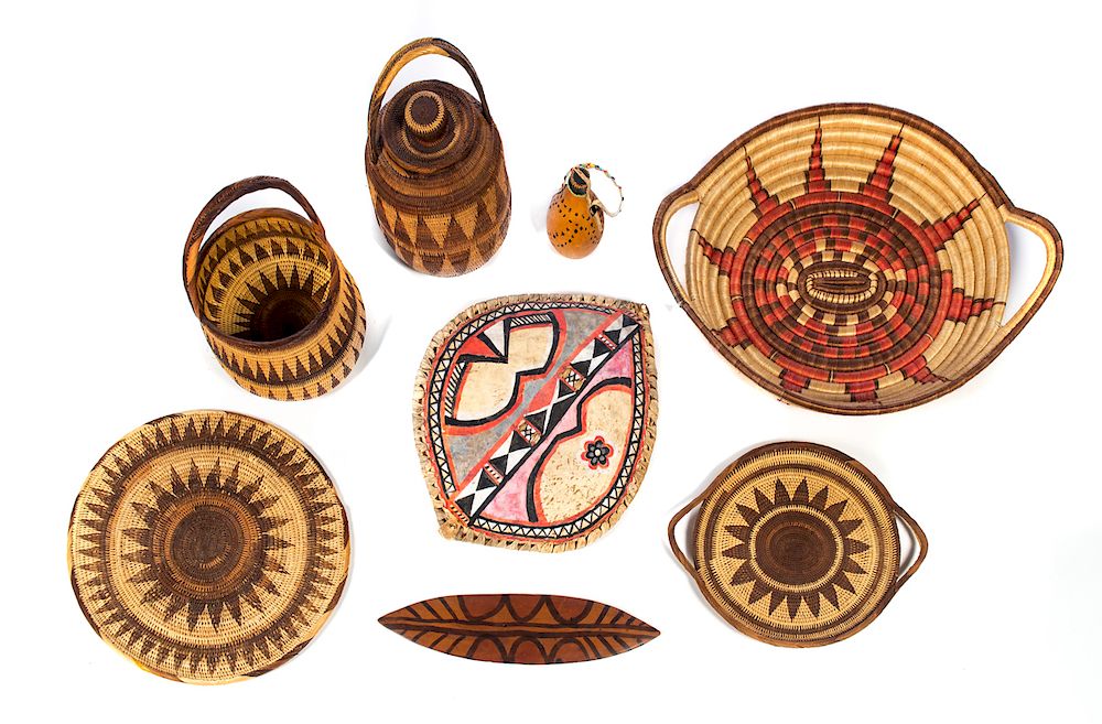 Appraisal: Hand Crafted Baskets and Pieces Good condition with normal wear