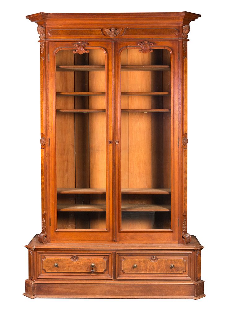 Appraisal: Walnut Victorian Door Shakespeare Bookcase Walnut Victorian Door Shakespeare Bookcase