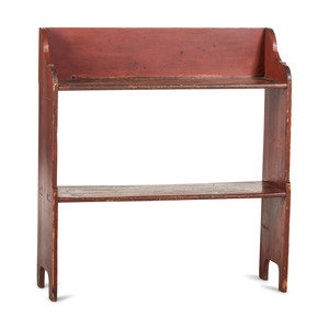 Appraisal: A Primitive Red-Painted Pine Crock Stand th Century Height x