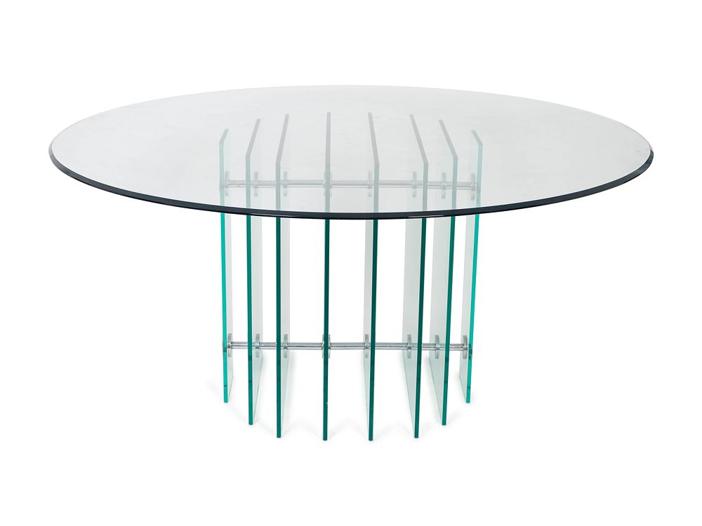 Appraisal: A Modernist Glass and Aluminum Circular Dining Table Height x