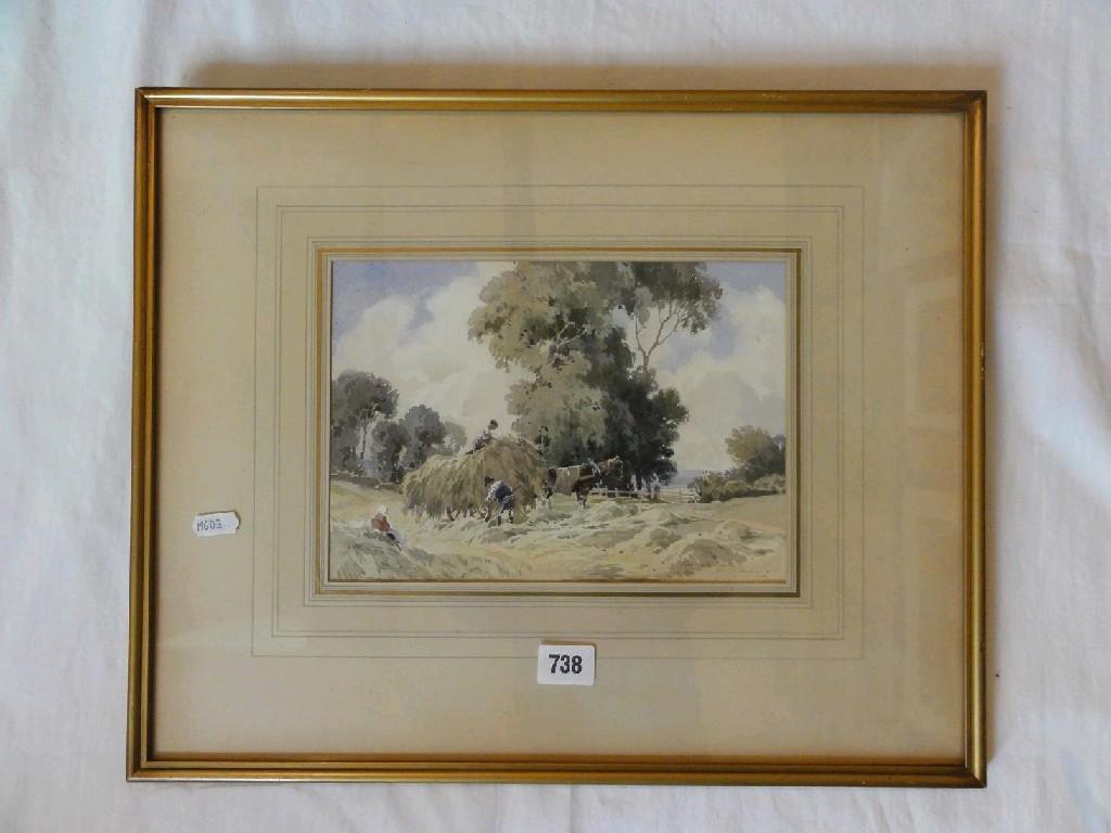 Appraisal: An early th century watercolour of a harvesting scene with