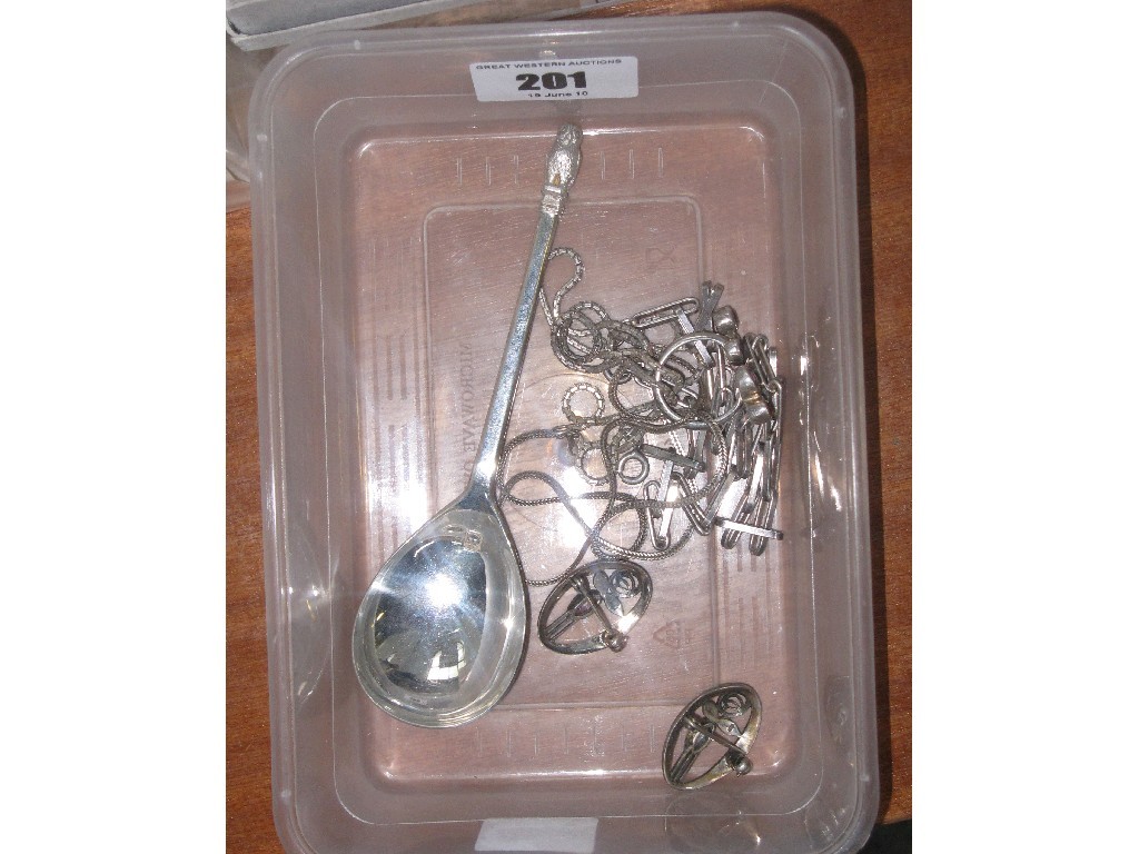 Appraisal: Box of silver jewellery and a silver spoon