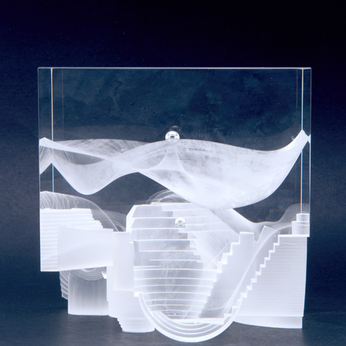 Appraisal: STEVEN WEINBERG Cube sculpture Cast Crystal with cut and polished