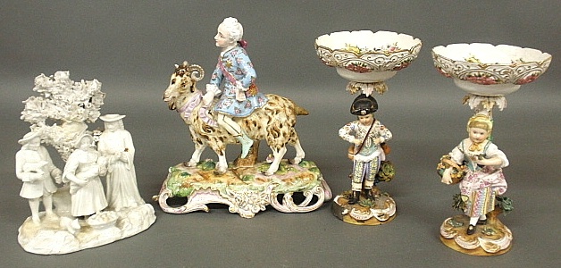 Appraisal: - Pair of Continental porcelain figural groups h x a