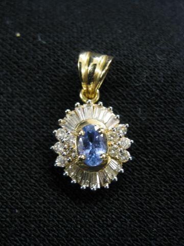 Appraisal: Tanzanite Diamond Pendant oval carat gem surrounded by diamonds totaling