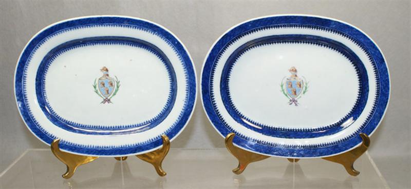 Appraisal: Pair of th c Chinese export Armorial plates fritting measuring