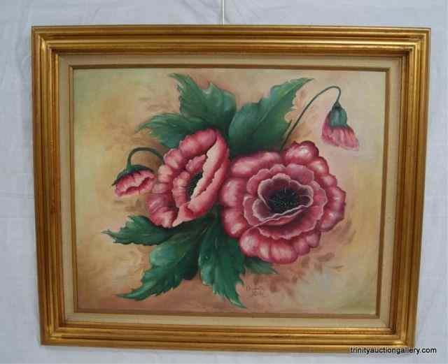 Appraisal: Oil on Canvas Panel Floral Still Life PaintingPainted by Elizabeth