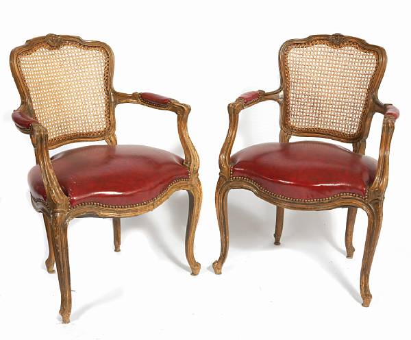 Appraisal: A set of four Louis XV style beechwood fauteuils circa