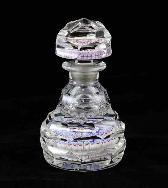 Appraisal: A Victorian facetted millefiori glass scent bottle and stopper late