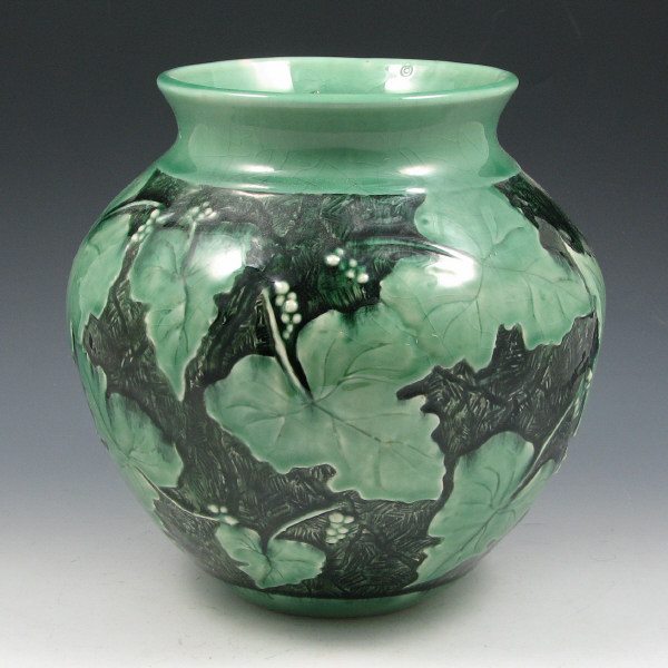 Appraisal: Tim Eberhardt vase with grapes and leaves in green high