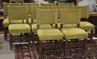 Appraisal: lot of Spanish Revival dining chairs circa each having a