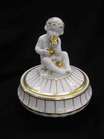 Appraisal: Hutschenreuther Lorenz Porcelain Box figural nude child eating fruit deco