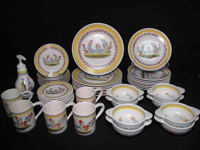 Appraisal: Henriot Quimper dinnerware set pieces total Includes cups have small