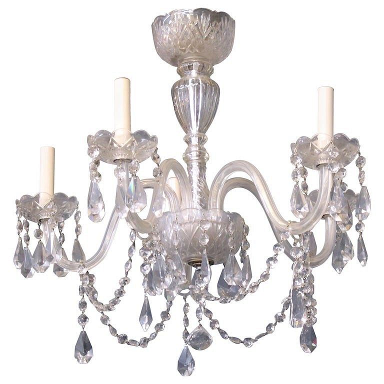 Appraisal: Neoclassical Style Five-Arm Crystal Chandelier Neoclassical style crystal five arm