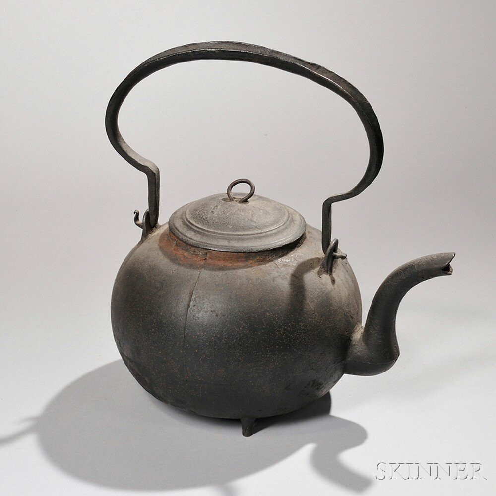 Appraisal: Cast Iron Hearth Kettle New York early th century the