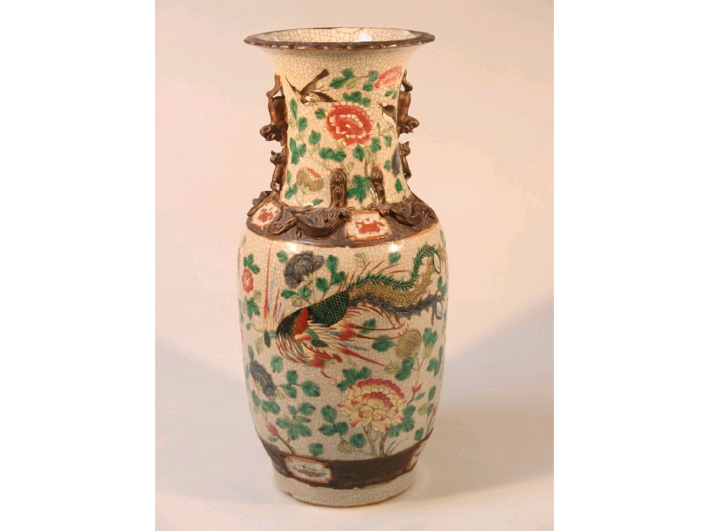 Appraisal: A Chinese famille vert crackle ware vase with dragon and