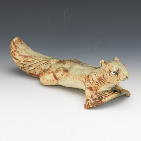 Appraisal: WELLER ROOF TILE SQUIRREL - x Weller Pottery Tree Squirrel