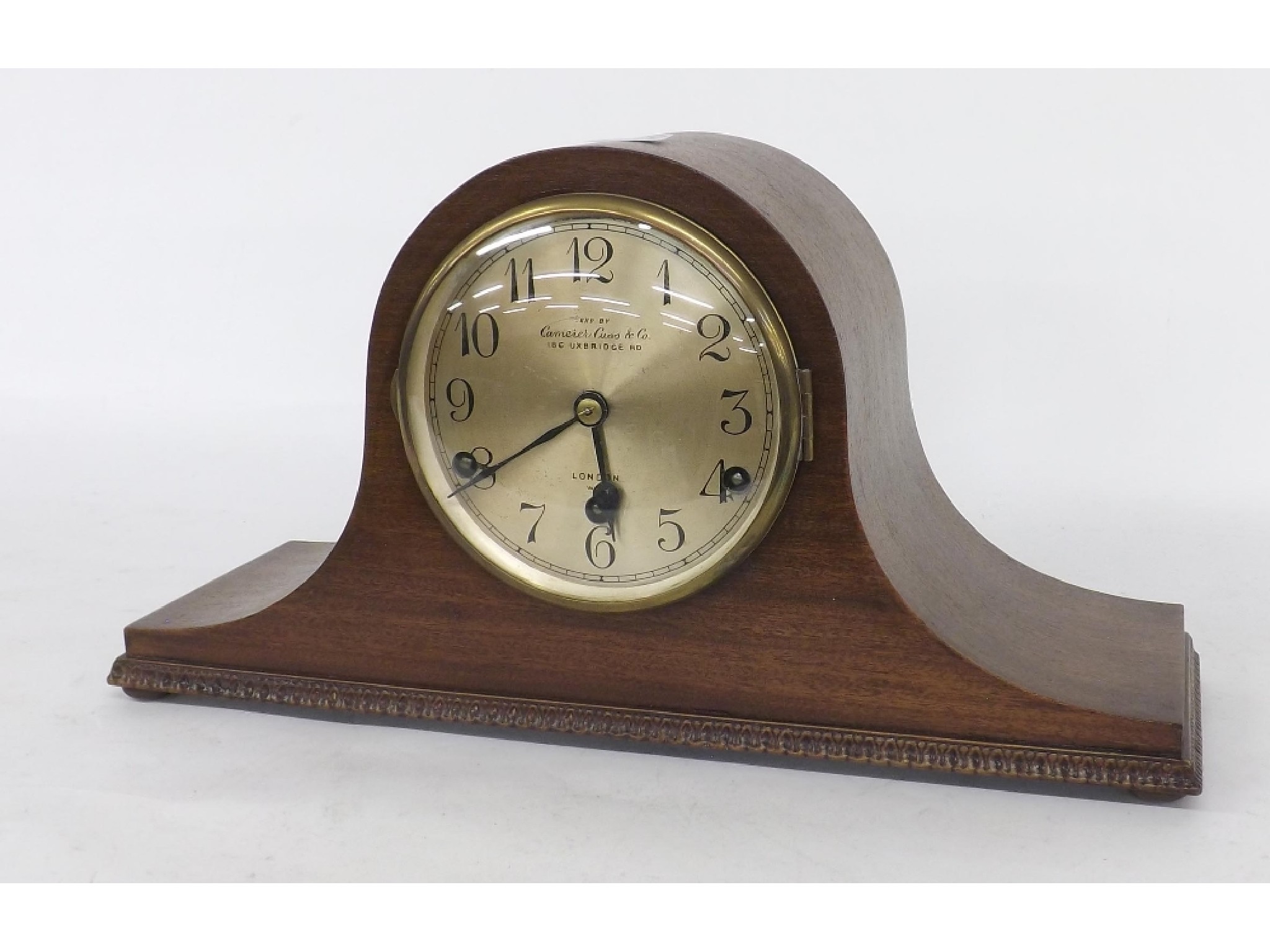 Appraisal: Mahogany three train Napoleon hat mantel clock the Alba movement