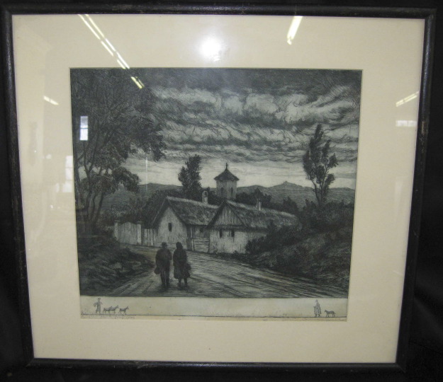 Appraisal: American School Mid- th Century Two Figures on a Moonlit