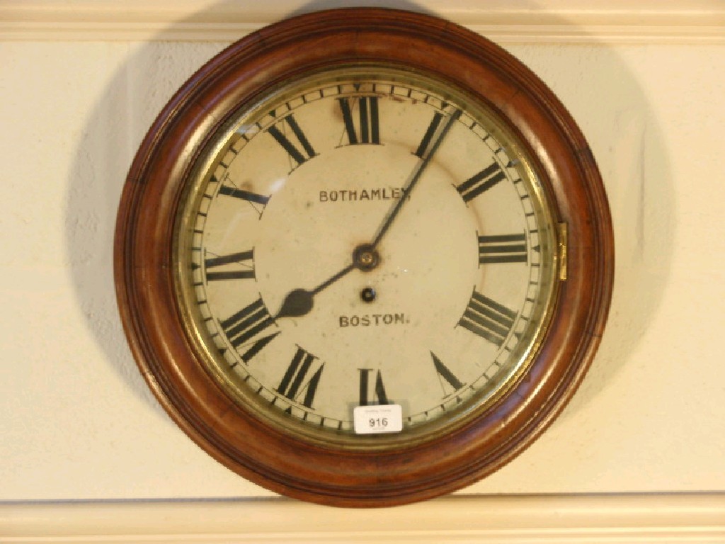 Appraisal: A Victorian circular wall clock with painted dial Roman numerals