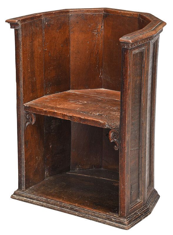 Appraisal: Gothic Carved Paneled Walnut Barrel Back Chair Continental probably th