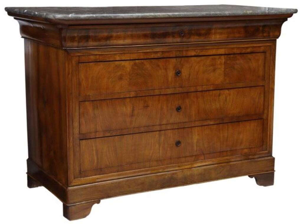 Appraisal: French Louis Philippe period mahogany commode mid th c marble