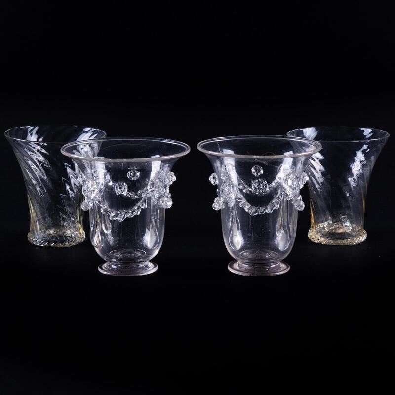 Appraisal: Two Pairs of Blown Glass Vessels Unmarked The larger x