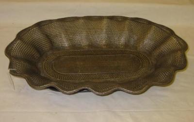 Appraisal: A CHRISTOFLE BASKET of frilled oval form with woven cane