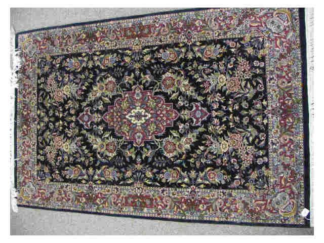 Appraisal: Oriental rug traditional Persian design ' x ' black ground